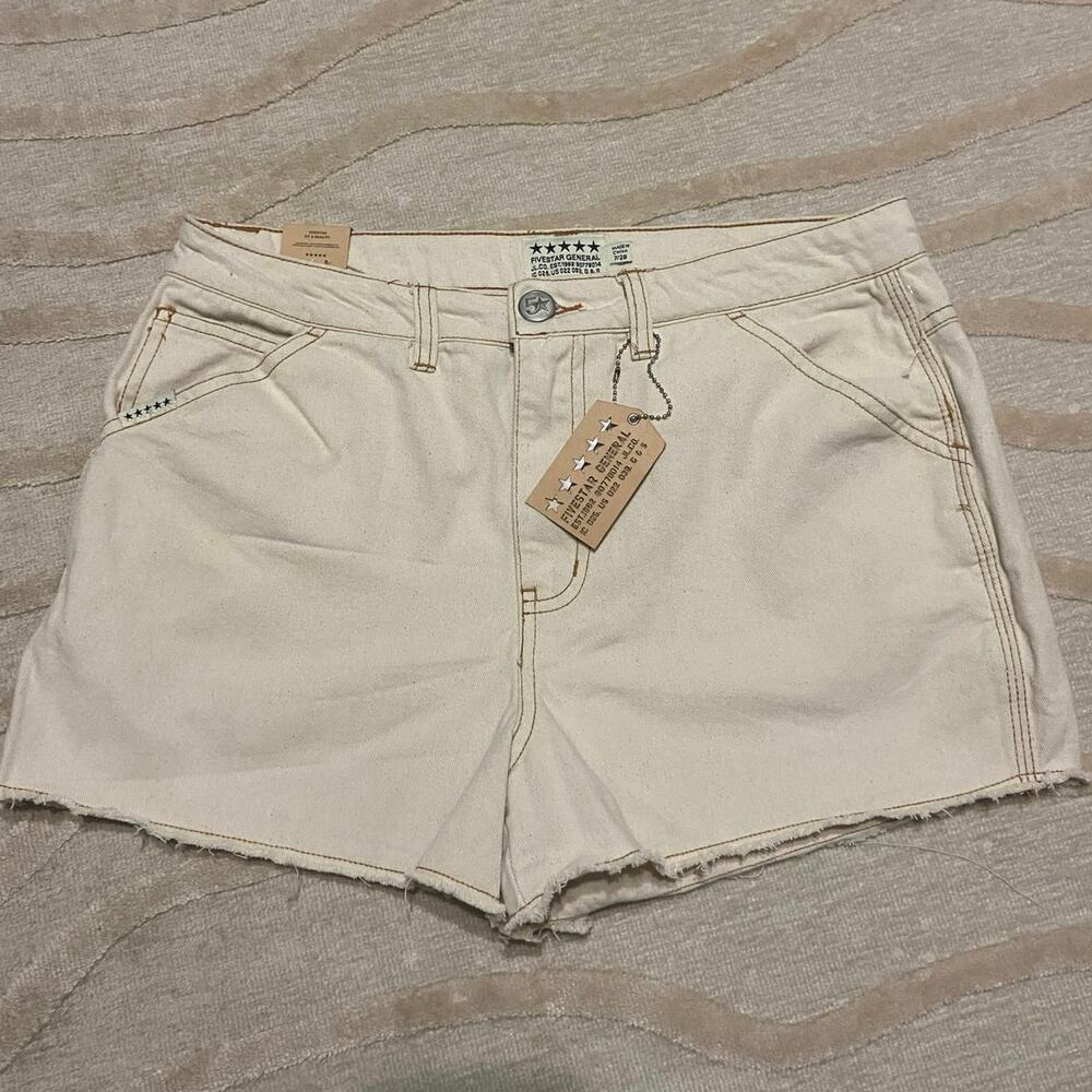 Fivestar General Carpenter Short 7/28 Relaxed Fit White 2.5 inseam Midrise Twill
